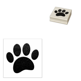 Schwarzes Leder Textur Dog Paw Print Gummistempel