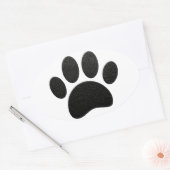 Schwarzes Leder Textur Dog Paw Print Ovaler Aufkleber (Umschlag)