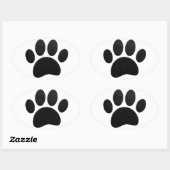 Schwarzes Leder Textur Dog Paw Print Ovaler Aufkleber (Blatt)