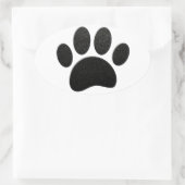 Schwarzes Leder Textur Dog Paw Print Ovaler Aufkleber (Tasche)
