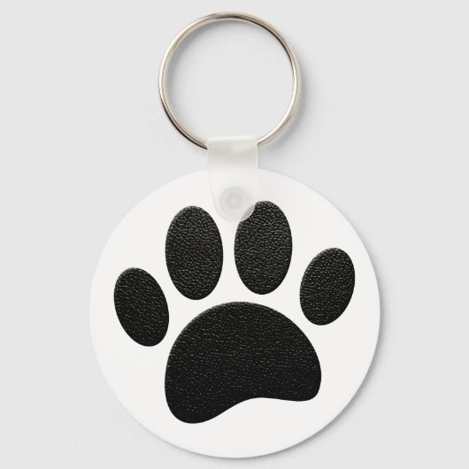 Schwarzes Leder Textur Dog Paw Print Schlüsselanhänger (Vorderseite)