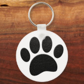 Schwarzes Leder Textur Dog Paw Print Schlüsselanhänger (Vorderseite)