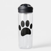 Schwarzes Leder Textur Dog Paw Print Trinkflasche (Vorderseite)
