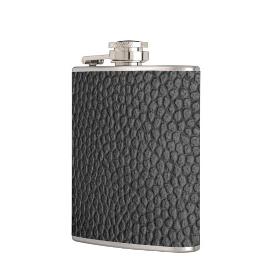 Schwarzes Leder Textur Flachmann (Links)