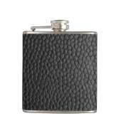 Schwarzes Leder Textur Flachmann (Vorderseite)