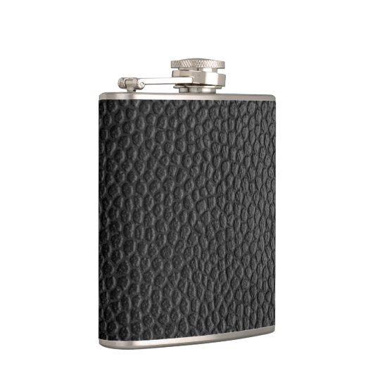 Schwarzes Leder Textur Flachmann (Rechts)