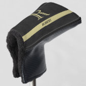 Schwarzes Leder Textur Monogram Name Gold Golf Headcover (3/4 Vorderseite)