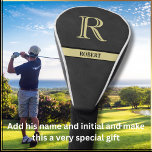 Schwarzes Leder Textur Monogram Name Gold Golf Headcover<br><div class="desc">Personalisiertes Monogramm und Name für Golfer. Schwarze Ledertextur mit goldfarbenem,  elegantem Schriftsatz (nicht echtem Leder). Anspruchsvolle Geschenkidee für Vater oder Großvater (Ehemann / bedeutender anderer). Wenn Sie eine Designhilfe oder eine spezielle Anfrage benötigen,  schicken Sie uns einfach eine E-Mail an: charmdesignstudio@rcn.com und wir machen es für Sie möglich.</div>