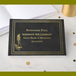 Schwarzes Leder Textur Rente Party Gold Foil Gästebuch