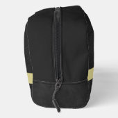 Schwarzes Leder Textur Trim Gold Monogram Name Waschbeutel (Rechts)