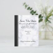 Schwarzes Leder und grauweißer Marmor Save The Date (Stehend Vorderseite)