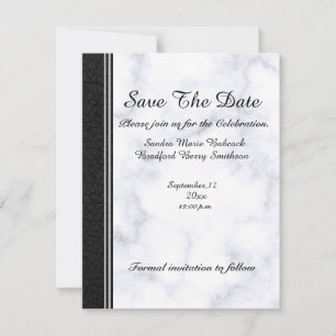 Schwarzes Leder und grauweißer Marmor Save The Date