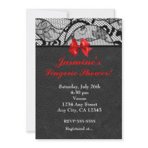 Schwarzes Leder und Lace Lingerie Dusche Einladung