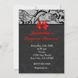 Schwarzes Leder und Lace Lingerie Dusche Einladung