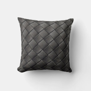 Schwarzes Leder: Vintage Textur Kissen