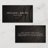 Schwarzes Leder Visitenkarte (Vorne/Hinten)