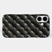 Schwarzes Ledergequilt Case-Mate iPhone Hülle (Rückseite (Horizontal))