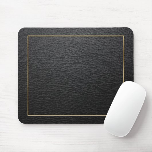 Schwarzes Ledergewebe mit Goldrahmen Mousepad (Mit Mouse)