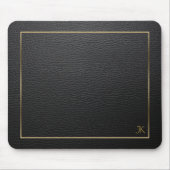 Schwarzes Ledergewebe mit Goldrahmen Mousepad (Vorne)