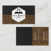 Schwarzes Lederholz-Variationsband Visitenkarte (Vorne/Hinten)