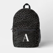 Schwarzes Lederlook monogramm Bedruckter Rucksack (Vorderseite)