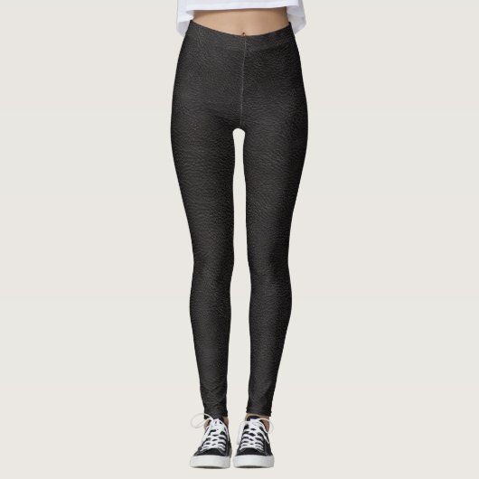 Schwarzes ledernes Blick trompe - L ' oeil Leggings (Vorderseite)