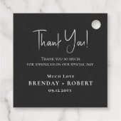 Schwarzes Leinen Einfaches Skript Willkommen Danke Geschenkanhänger (Rückseite)