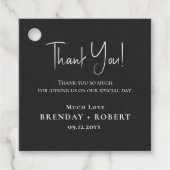 Schwarzes Leinen Einfaches Skript Willkommen Danke Geschenkanhänger (Vorderseite)