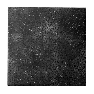 Schwarzes Leopard Gepard Safari Tier Muster Modern Fliese