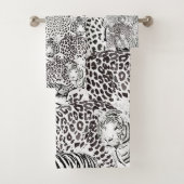 Schwarzes Leopard-Tiger-Muster Badhandtuch Set (Insitu)