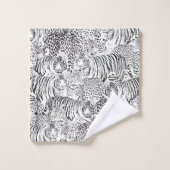 Schwarzes Leopard-Tiger-Muster Badhandtuch Set (Waschlappen)