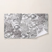 Schwarzes Leopard-Tiger-Muster Badhandtuch Set (Handtuch)