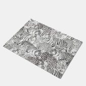 Schwarzes Leopard-Tiger-Muster Fußmatte (Schrägansicht)