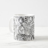 Schwarzes Leopard-Tiger-Muster Kaffeetasse (Vorderseite Links)