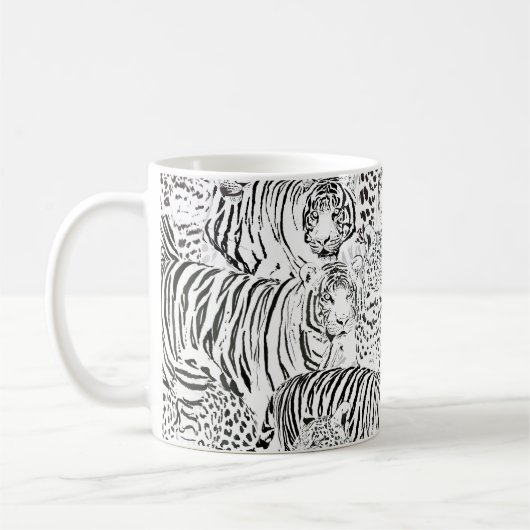 Schwarzes Leopard-Tiger-Muster Kaffeetasse (Links)