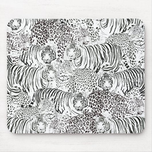 Schwarzes Leopard-Tiger-Muster Mousepad (Vorne)