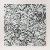 Schwarzes Leopard-Tiger-Muster Puzzle (Horizontal)