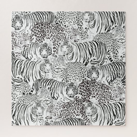Schwarzes Leopard-Tiger-Muster Puzzle (Vertikal)