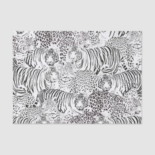 Schwarzes Leopard-Tiger-Muster Seidenpapier (Vorderseite)