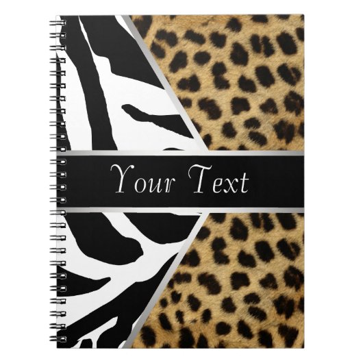 Schwarzes Leopard-Zebra-Spiralnotizbuch Notizblock (Vorderseite)