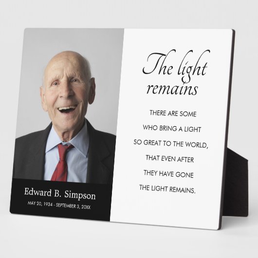 Schwarzes Licht bleibt Gedenkgedicht-Foto Fotoplatte (Seite)