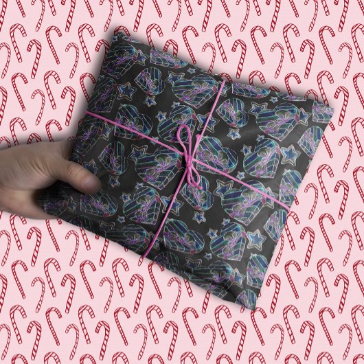 Schwarzes Licht Neon Glow Xmas Herzen und Sterne Seidenpapier