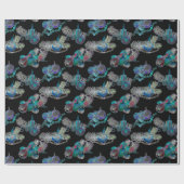 Schwarzes Licht Neon Glühen Weihnachtskerzenmuster Geschenkpapier (Flach)