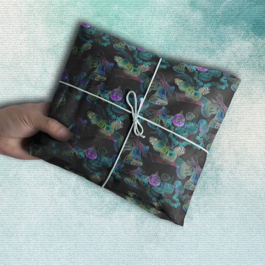 Schwarzes Licht Neon Glühen Weihnachtskerzenmuster Seidenpapier