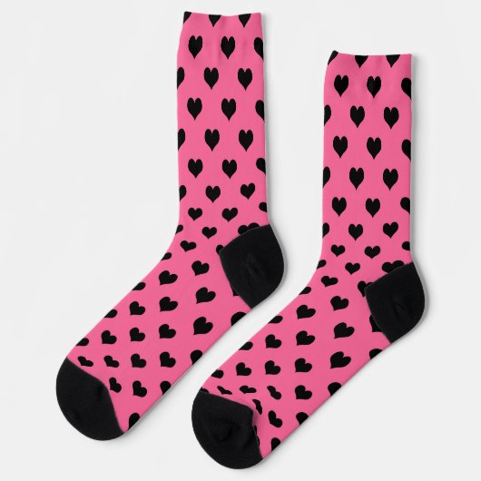 Schwarzes Liebe Herz auf rosa Hintergrund Socken (Linkes Detail)