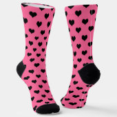 Schwarzes Liebe Herz auf rosa Hintergrund Socken (Gewinkelt)