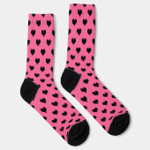 Schwarzes Liebe Herz auf rosa Hintergrund Socken (Rechts)