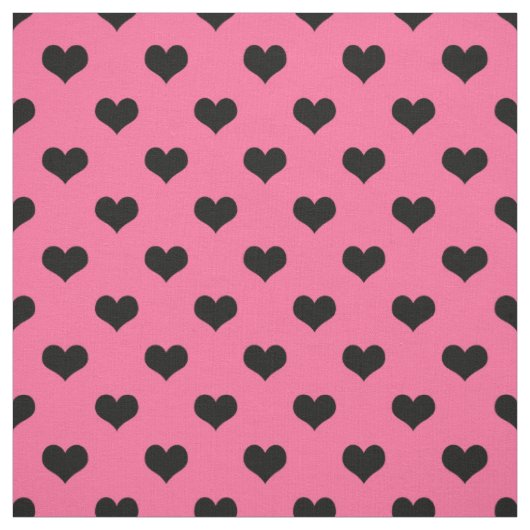 Schwarzes Liebe Herz auf rosa Hintergrund Stoff (Muster)