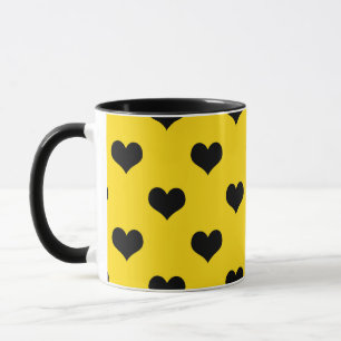 Schwarzes Liebesherz auf gelbem Hintergrund Tasse