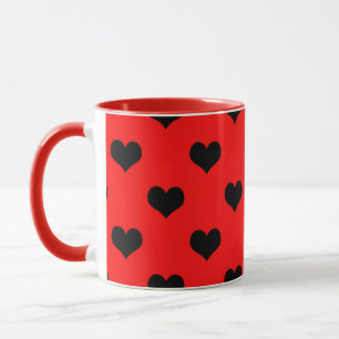 Schwarzes Liebesherz auf rotem Hintergrund Tasse